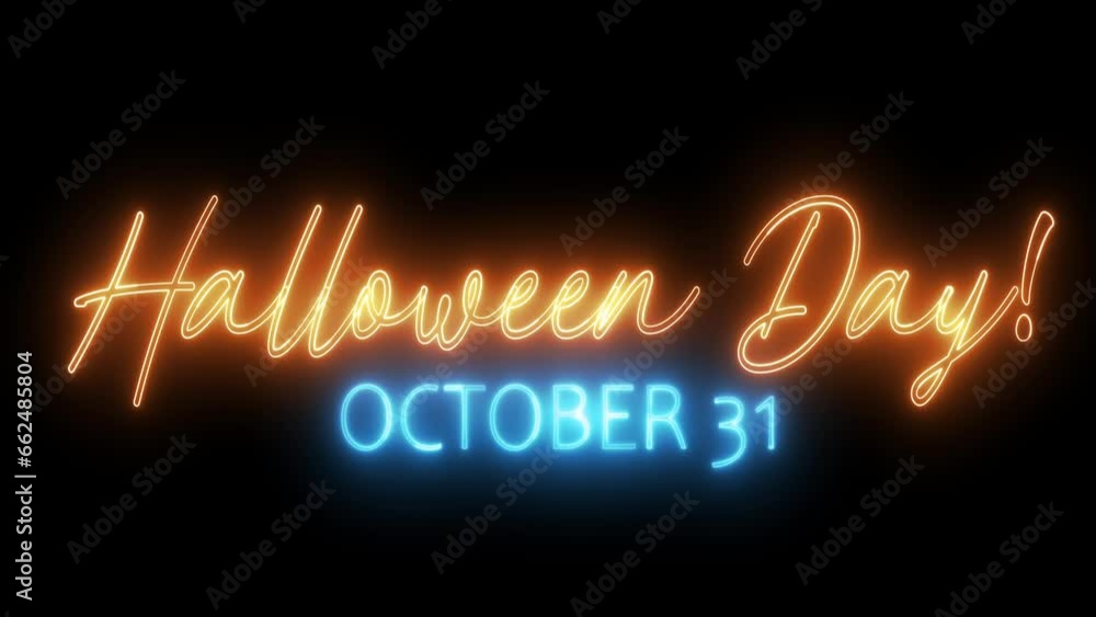 Poster halloween day text font with light. luminous and shimmering haze inside the letters of the text hall
