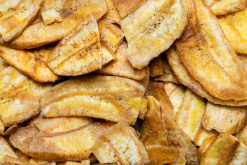 Macro photography of banana chips.