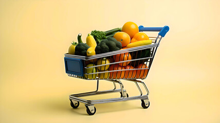 Shopping cart full of groceries, Shopping cart full of vegetables