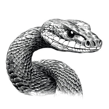 Hand Drawn Sketch Indian Python Snake Illustration
