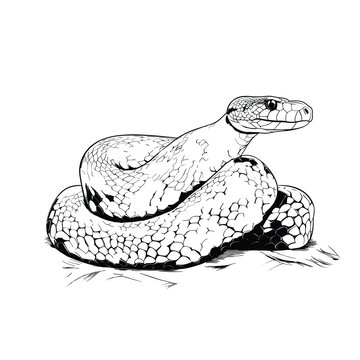 Hand Drawn Sketch Indian Python Snake Illustration
