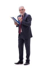 Old businessman isolated on white