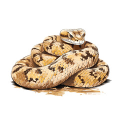 Obraz premium Hand Drawn Flat Color Puff Adder Snake Illustration 