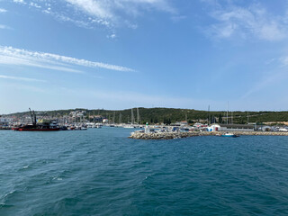 Fototapeta na wymiar Panoramic view of the coast of Sigacik Seferihisar Izmir, Turkey