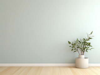 room with plant and wall