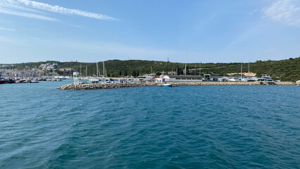 Boats moored at the Teos Marina in the Aegean Sea, Sığacık, Izmir Turkey
