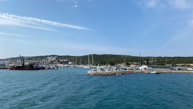 Boats moored at the Teos Marina in the Aegean Sea, Sığacık, Izmir Turkey