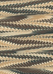 Antique Marbled Paper ephemera water marbling Zig zag Brown