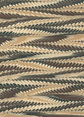 Antique Marbled Paper ephemera water marbling Zig zag, Brown