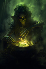 scary halloween zombie witch