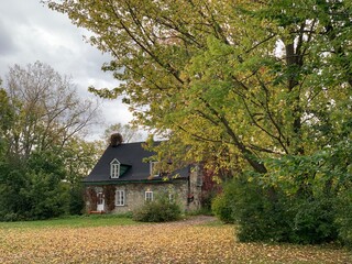 Canadian house in colourful autumn