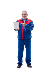 Old foreman isolated on white