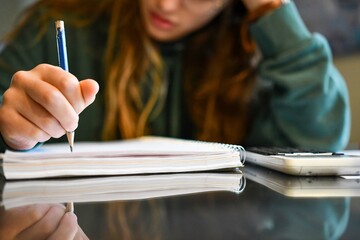 Teenage girl doing her homework