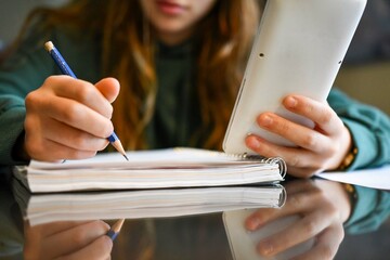 Teenage girl doing her homework