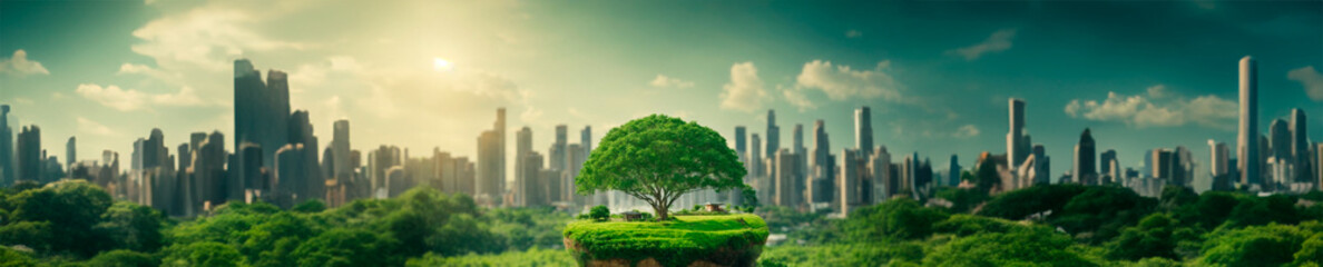 Natureza Ressurgente: Árvore Crescendo em Meio à Selva de Concreto