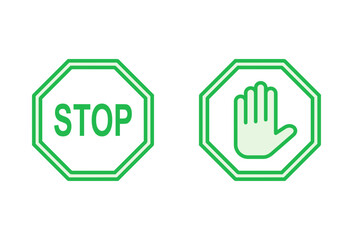 Stop icon set. stop road sign. hand stop icon vector