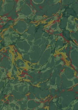 Antique Marbled Paper ephemera water marbling Green