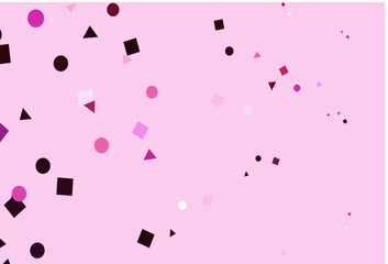 Light Pink vector background with triangles, circles, cubes.