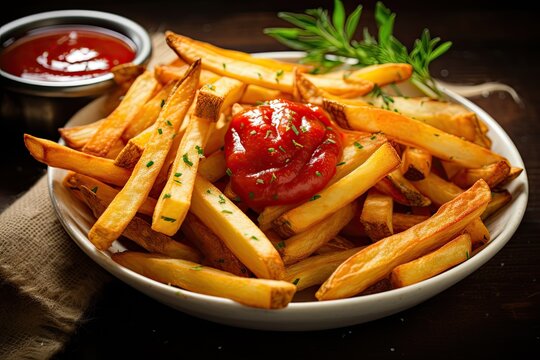 Cajun flavored fries with organic ketchup