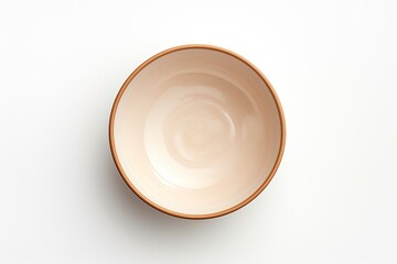 Empty bowl viewed from top on white background - obrazy, fototapety, plakaty