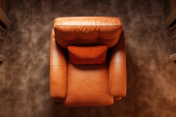 Luxurious modern interior offers comfortable coziness with a warm and soft armchair carpet and a breathtaking view from above