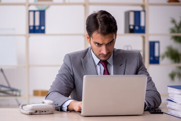 Young male employee working in the office