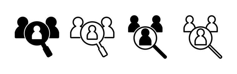 Hiring icon vector. search job vacancy icon. magnifying glass looking for people
