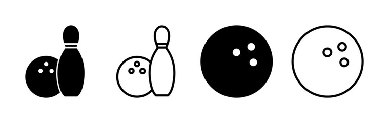 Bowling icon vector. Bowling ball and pin icon. Bowling pins with ball icon.