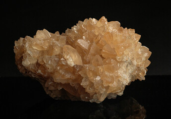 mineral yellow calcite collection piece black background