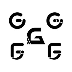 LETTER G SET VECTOR BLACK AND WHITE MODEL ILLUSTRATION