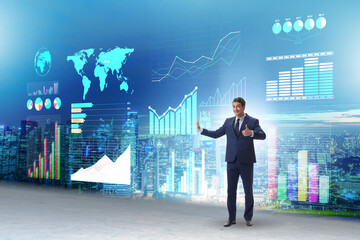 Businessman in visual analytics business concept