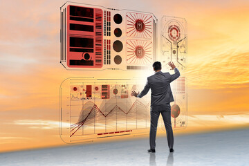 Businessman in visual analytics business concept