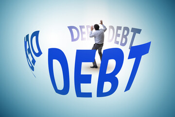 Debt and loan concept with businessman