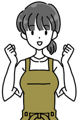 エプロン　よろこぶ女性