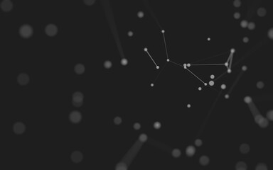 Abstract background. Molecules technology with polygonal shapes, connecting dots and lines. Connection structure. Big data visualization.