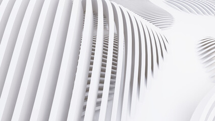 Abstract Curved Shapes. White Circular Background.