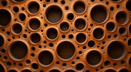 Terra Cotta Pipes Pattern, dense array of terra cotta pipes presenting a captivating pattern of circular openings, creating a textured, organic background
