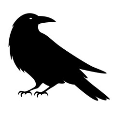raven silhouette vector illustration Crow Flat Logo Icon Clipart