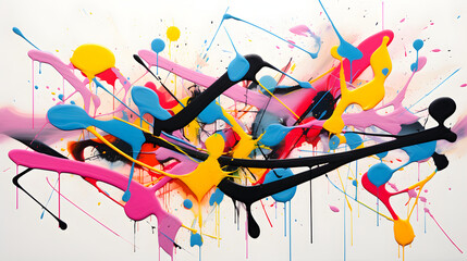 Obraz premium Colorful New Modern Artwork: Abstract Paint Strokes, Oil Painting on Canvas