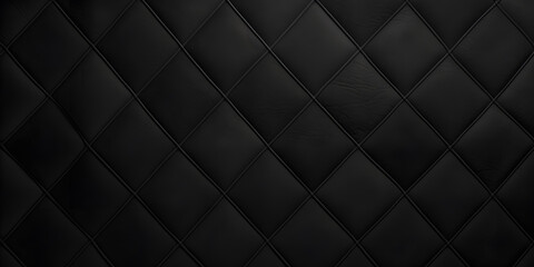 Fototapeta na wymiar Black Textured Quilted Leather Wallpaper