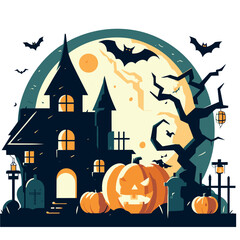 Haunted-House-and-Pumpkin-in-a-Spooky-Halloween-Scene