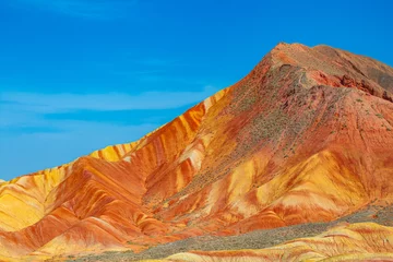 Papier Peint photo autocollant Zhangye Danxia Panoramic aerial background view of Colorful mountains at Zhangye