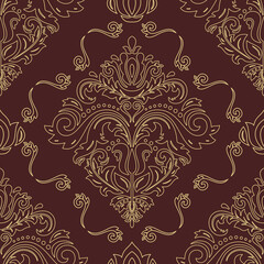 Orient classic brown and golden pattern. Seamless abstract background with vintage elements. Orient background.