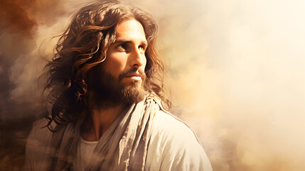 Powerful image of Jesus Christ, conveying faith and spirituality. Perfect for religious themes,...