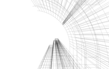abstract architecture vector 3d drawing