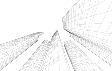 abstract architecture vector 3d drawing