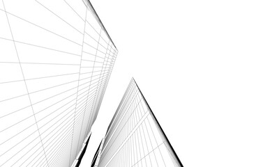 Fototapeta premium abstract architecture vector 3d drawing
