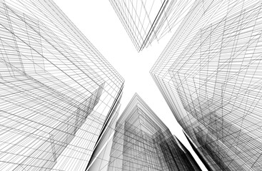 Fototapeta premium abstract architecture vector 3d drawing