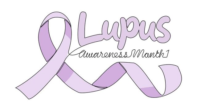 Animated self drawing of Lupus awareness month with white background. Lupus awareness month design in simple linear style. Lupus awareness month design with full length animation