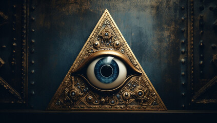 Religion seeing design eye symbol pyramid esoteric magic occult illuminati freemason triangle - obrazy, fototapety, plakaty
